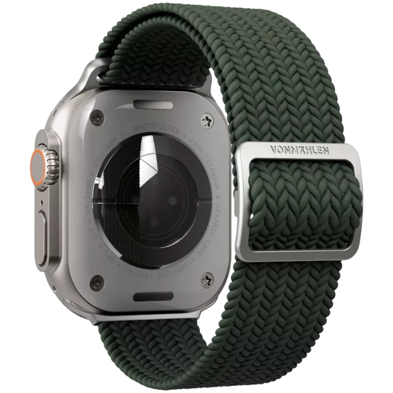 VONMÄHLEN austas lankelis Apple Watch 44/45/46/49mm, alyvuogių spalvos