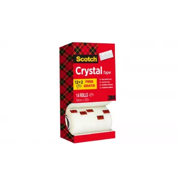 3M Scotch Crystal Clear juosta, 19 mm x 33 m, 14 ritinėliai (12 + 2 nemokamai) 6-1933R14