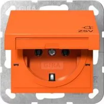 Gira SCHUKO kištukinis lizdas su atlenkiamu dangteliu, padidinta apsauga nuo prisilietimo, oranžinis 4454109