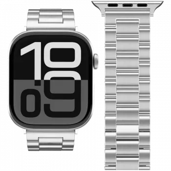VONMÄHLEN Link Bracelet 2, skirta Apple Watch 44/45/46/49mm, nerūdijantis plienas, sidabrinis