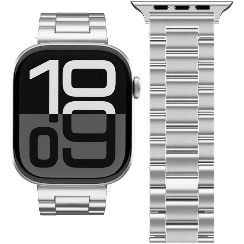 VONMÄHLEN Link Bracelet 2, skirta Apple Watch 44/45/46/49mm, nerūdijantis plienas, sidabrinis
