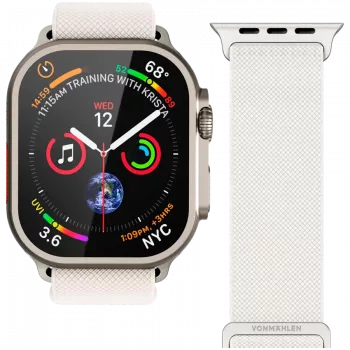 VONMÄHLEN Classic nailono kilpa Apple Watch 40/41/42mm, kreminės spalvos