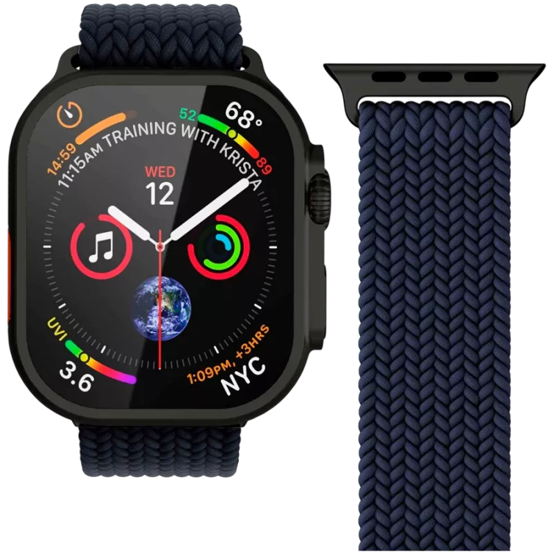 VONMÄHLEN austas loop dirželis 44/45/46/49mm Apple Watch, tamsiai mėlynas juodas