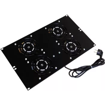 IT-BUDGET stogo ventiliatoriaus blokas SRK stovintiems spintoms - 4 aktyvūs ventiliatoriai - 640 m³/h - termostatas - jungiklis - juodas (90ITB19SRKXFAN4S)