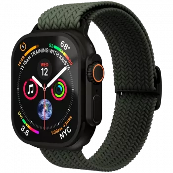 VONMÄHLEN austas kilpinis apyrankė Apple Watch 44/45/46/49mm, alyvuogių juoda