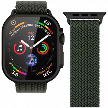 VONMÄHLEN austas kilpinis apyrankė Apple Watch 44/45/46/49mm, alyvuogių juoda