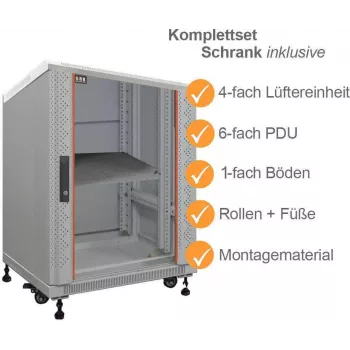 IT-BUDGET 19 inch tinklo spintos SRK komplektas 12U 600x800 mm šviesiai pilka, iš anksto surinkta