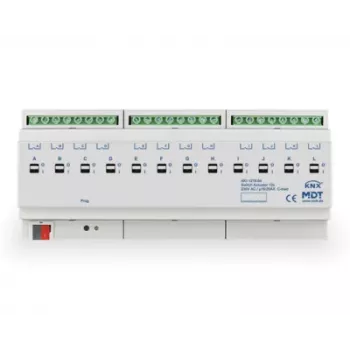 MDT AKI-1216.04 KNX perjungimo vykdymo blokas, 12 kanalų, 12 TE DIN bėgelis, 16/20 A, 230 V AC, talpinė apkrova 200 µF