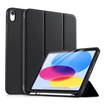 DIGISTOR HK drivego dėklas iPad 11-osios kartos A16 2025 / 10-osios kartos 2022 (11/10,9 colio) su rašiklio laikikliu, trijų dalių stovu, automatiniu miego/budrumo režimu, lanksčiu TPU dangteliu iPad 10-ajai/11-ajai kartai, juodas