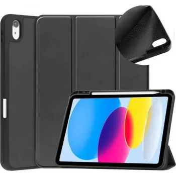DIGISTOR HK drivego dėklas iPad 11-osios kartos A16 2025 / 10-osios kartos 2022 (11/10,9 colio) su rašiklio laikikliu, trijų dalių stovu, automatiniu miego/budrumo režimu, lanksčiu TPU dangteliu iPad 10-ajai/11-ajai kartai, juodas