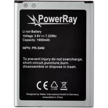PowerRay baterija PR-S4M, skirta Samsung Galaxy S4 Mini, 1900 mAh, didmeninė pakuotė (PR-S4M)