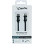 PowerRay PR-DCCL020TBK USB-C į Lightning duomenų kabelis, 0,2 m, tekstilinis juodas, blisteris