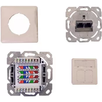IT-BUDGET SPAR-PACK 10x Cat.6A 2 prievadų RJ45 duomenų lizdas, horizontalus kabelio įėjimas, PoE+, grynai balta ZAA90ITBDDRW