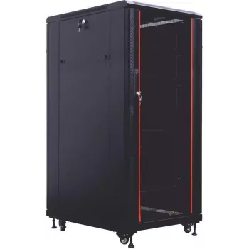 IT-BUDGET 19 colių serverio spintelė SRK - 27 U - PxG 800x800 mm - stiklinės/vientisos plieninės durelės - kabelių kanalai - išardoma - juoda (90ITB19SRK2788GSN)