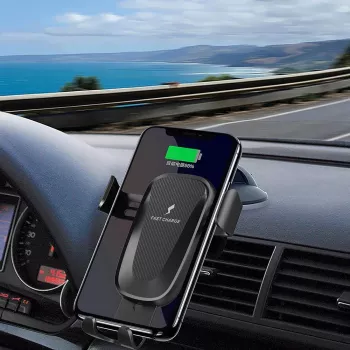 CYOO CY120792 Qi 15W belaidis automobilinis įkroviklis su automatiniais laikikliais ir 360° pasukimu
