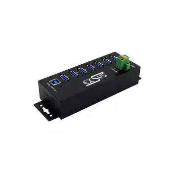 EXSYS USB 3.2 Gen1 7 prievadų pramoninis šakotuvas su DIN bėgio rinkiniu ir 15kV ESD apsauga (EX-1187HMVS-2)