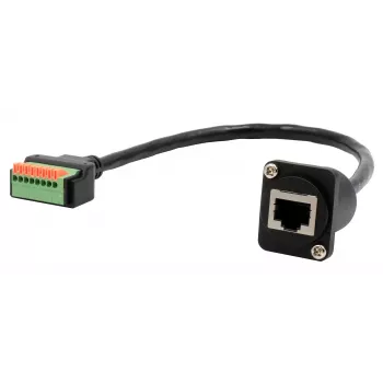 EXSYS EX-49161 D-Type RJ45 moteriškas į 8 kontaktų gnybtų bloko adapteris su mygtuku, CAT.5e, 20 cm