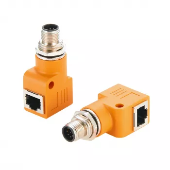 EXSYS EX-49502 M12 A koduotės 8 kontaktų kištukas į RJ45 lizdas 90° pramoninis Ethernet adapteris