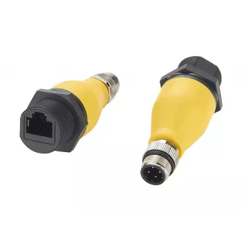 EXSYS EX-49524 Pramoninis M12 D-Code 4 kontaktų vyriškas į RJ45 moteriškas adapteris, IP67, Fast Ethernet