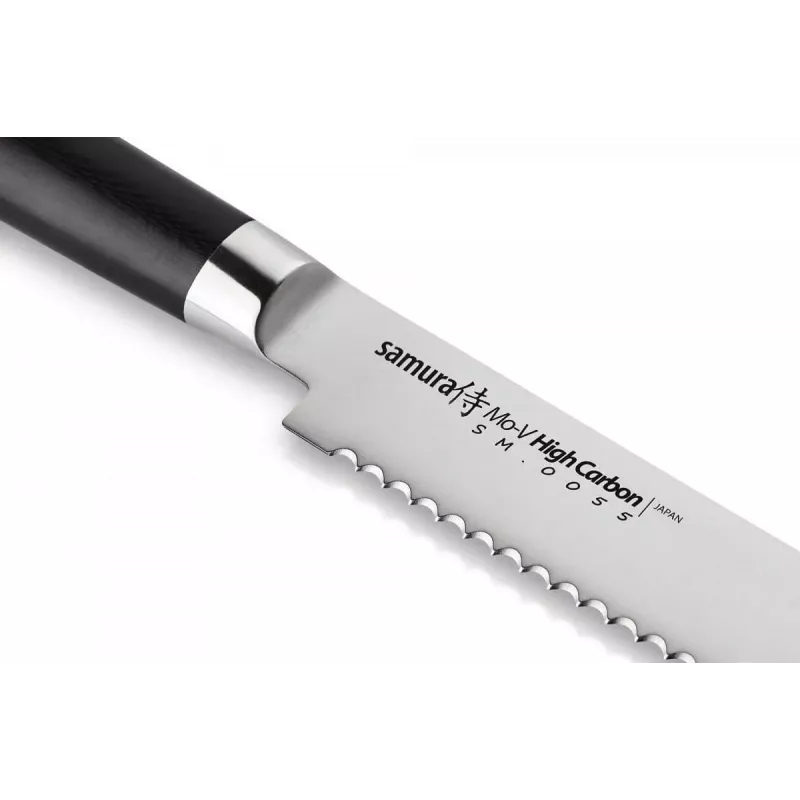 SAMURA Harakiri duonos peilis 230 mm dantytais ašmenimis, AUS-8 nerūdijantis plienas, juoda ABS rankena