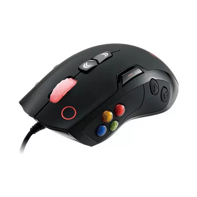 Thermaltake VOLOS juoda lazerinė žaidimų pelė, 6500 DPI, 14 mygtukų, laidinė
