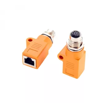 EXSYS EX-49501 Pramoninis M12 A koduotės 8 kontaktų moteriškas į RJ45 moterišką adapteris, Gigabit Ethernet, IP67