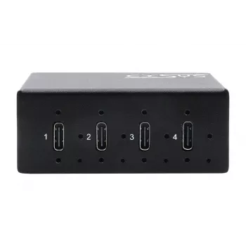 EXSYS EX-12274HMS USB 3.2 Gen 2x1 4 prievadų pramoninis metalinis šakotuvas, 10Gbps, 15KV ESD, sieninis/DIN bėgio tvirtinimas