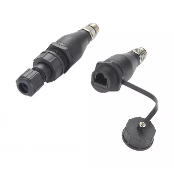 EXSYS EX-49504 M12 A-Code 8 kontaktų kištukinis į RJ45 lizdinis pramoninis Ethernet adapteris, IP67