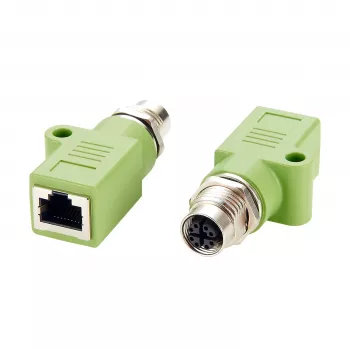EXSYS M12 X-Coded 8 kontaktų moteriškas į RJ45 moterišką adapteris, 10Gbps, IP67, nikeliuotas žalvaris EX-49541