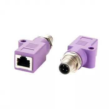 EXSYS EX-49520 M12 D-Code 4 kontaktų kištukas į RJ45 lizdas ekranuotas pramoninio Ethernet adapteris