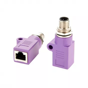 EXSYS EX-49520 M12 D-Code 4 kontaktų kištukas į RJ45 lizdas ekranuotas pramoninio Ethernet adapteris