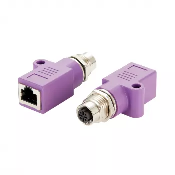 EXSYS M12 D-Code 4 kontaktų moteriškas į RJ45 moterišką pramoninis Ethernet adapteris EX-49521