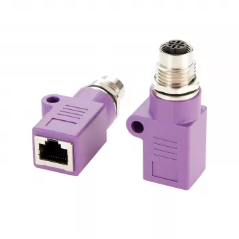 EXSYS M12 D-Code 4 kontaktų moteriškas į RJ45 moterišką pramoninis Ethernet adapteris EX-49521