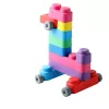 Gerardo's Toys GT3100 minkštų konstrukcinių kaladėlių rinkinys su ratukais, 14 dalių (10 kaladėlių + 4 ratukų dalys)