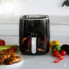QUIN 4,5 L skaitmeninė karšto oro gruzdintuvė, 1500 W, 80–200 °C, 60 min. laikmatis, 8 programos, juoda