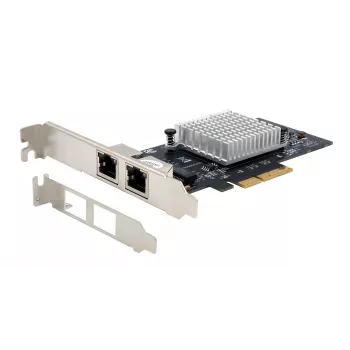 EXSYS EX-60202 Dviejų prievadų 1 Gigabit Ethernet PCIe x4 tinklo plokštė, Intel I350-AM2 lustas, 2x RJ45, pridedamas žemo profilio laikiklis