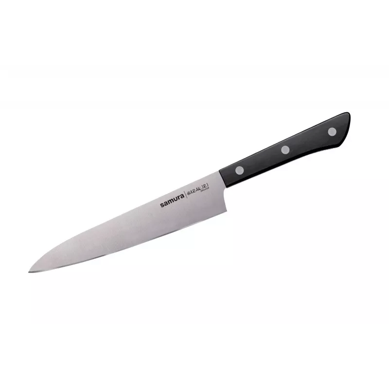 SAMURA Harakiri 8 dalių virtuvinių peilių rinkinys su žirklėmis ir skustuku, AUS-8 plienas, juodos ABS rankenos