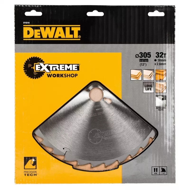 DEWALT DT4210-QZ Extreme Runtime diskinis pjūklas 165mm x 20mm kiaurymė, 24T TCT, medienos pjovimui
