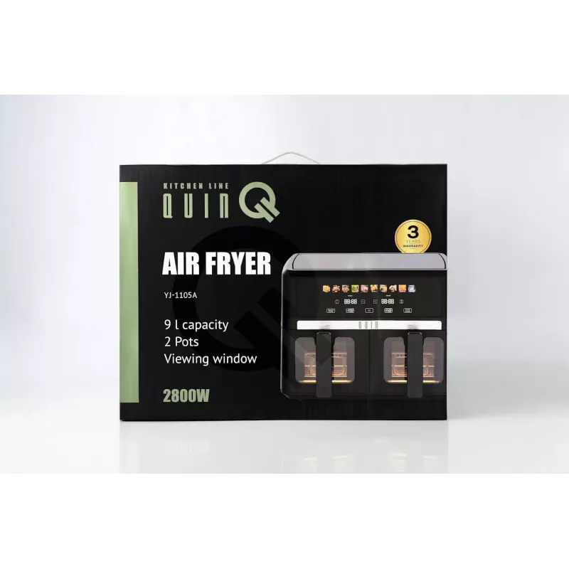 QUIN 9L skaitmeninė karšto oro gruzdintuvė 1800W juoda