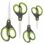 Rapesco Soft Grip žirklių rinkinys, 4 vnt., nerūdijančio plieno ašmenys, ergonomiškos rankenos, 21cm/17cm/13cm/9cm, juodos/pilkos 1576