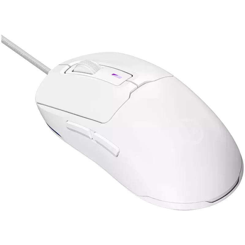 LORGAR LRG-MSA10R-WH laidinė žaidimų pelė, Pixart PMW3311 optinis jutiklis, Hetai 571 MCU, 5000 DPI, 1000 Hz, 7 programuojami mygtukai, RGB apšvietimas, dešiniarankiams, balta