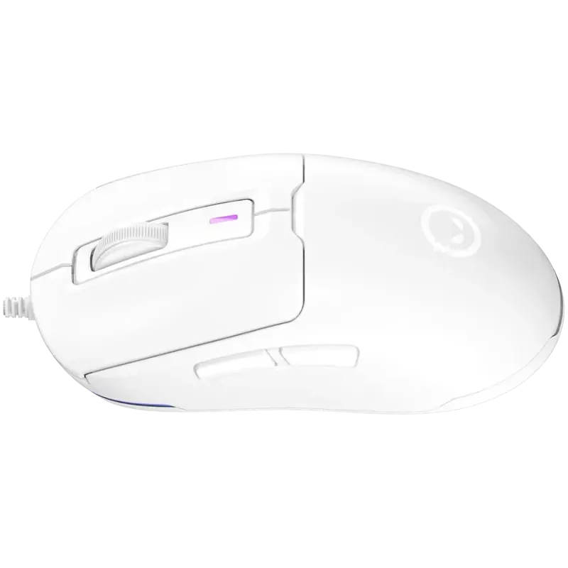 LORGAR LRG-MSA10R-WH laidinė žaidimų pelė, Pixart PMW3311 optinis jutiklis, Hetai 571 MCU, 5000 DPI, 1000 Hz, 7 programuojami mygtukai, RGB apšvietimas, dešiniarankiams, balta