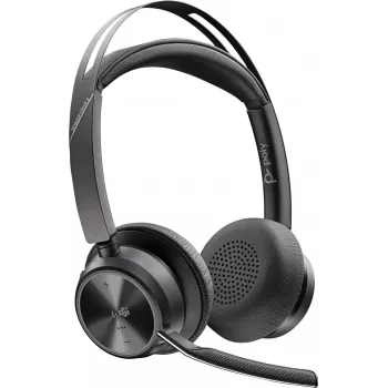 HP POLY Voyager Focus 2 „Microsoft Teams“ sertifikuotos stereo „Bluetooth“ ausinės su įkrovimo stovu