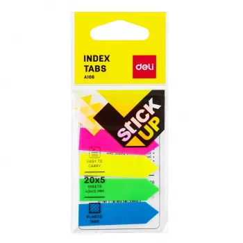 DELI Stick Up lipdukai-knygų žymekliai PP 50x12 mm 100 lapelių įvairių spalvų (D338199)