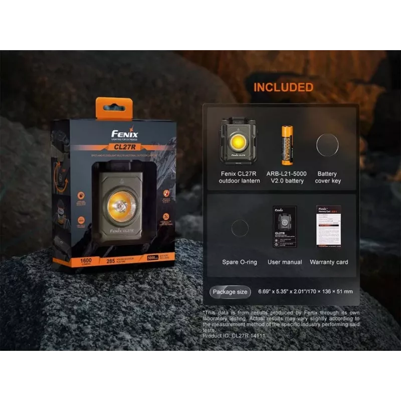 Fenix CL27R įkraunamas darbinis žibintas su žaliu LED, juodas