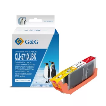 G&G suderinama Canon CLI-571XLBK foto juoda didelės talpos rašalo kasetė (13856)