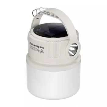 SUPERFIRE T22 įkraunamas LED stovyklavietės žibintas su power banku, 350 liumenų, magnetiniu pagrindu, pakabinimo kabliu, IP44