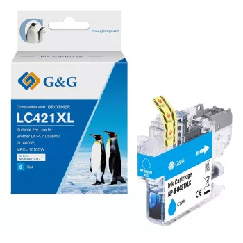 G&G suderinama Brother LC421XLC didelio našumo žydra rašalo kasetė (500 puslapių)