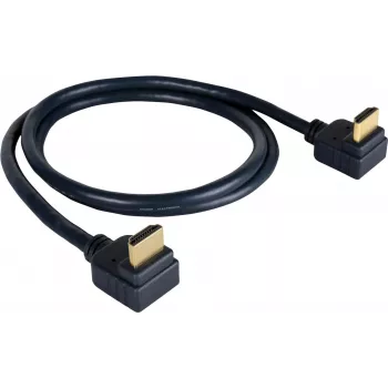 Kramer C-HM/RA2 serijos C-HM/RA2-6 didelės spartos HDMI kabelis su eternetu, stačiu kampu HDMI male į stačiu kampu HDMI male, 1,8 m, trigubai ekranuotas, pilkas, 4K palaikymas 97-0144006