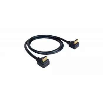 Kramer C-HM/RA2 serijos C-HM/RA2-6 didelės spartos HDMI kabelis su eternetu, stačiu kampu HDMI male į stačiu kampu HDMI male, 1,8 m, trigubai ekranuotas, pilkas, 4K palaikymas 97-0144006